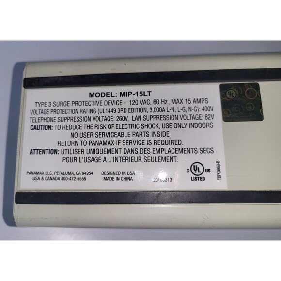 PANAMAX MIP-15LT 2 OUTLETS TELCO/LAN SURGE PROTECTOR - Works! - Picture 6 of 12